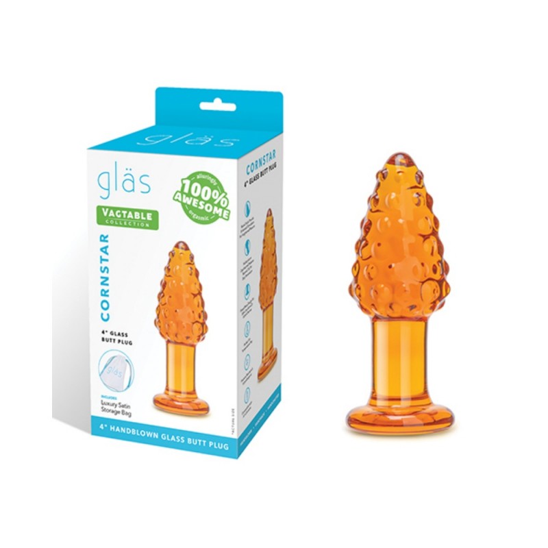 glas 4 inches cornstar-shaped glass butt plug new type