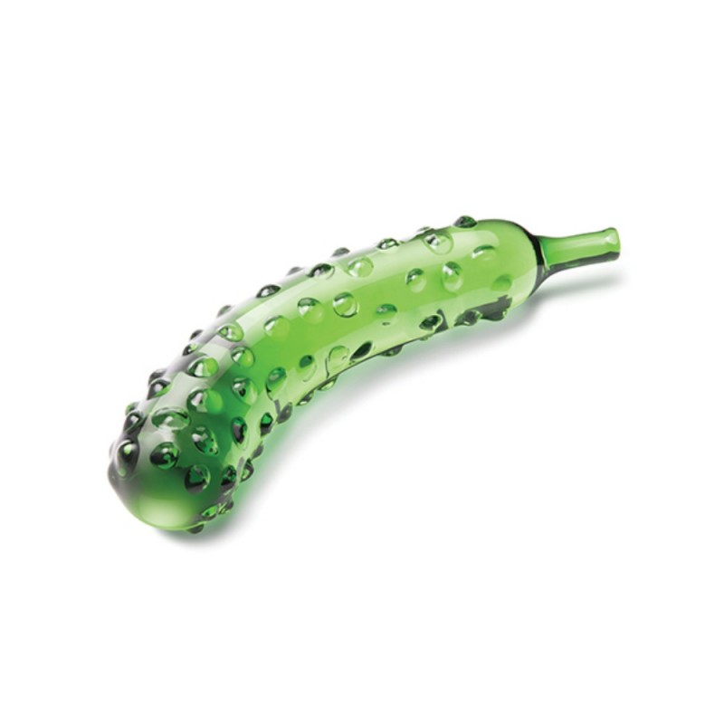 Glas Cucumber Shaped Glass Dildo with textured bumps for unique glass dildo shopping