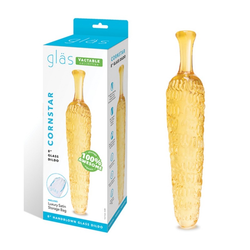 glas 8 inches cornstar shaped thick borosilicate glass dildo easy clean