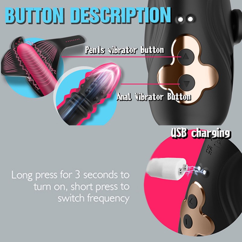 venusfun telescopic vibrating dual-vibration prostate glans trainer safe material