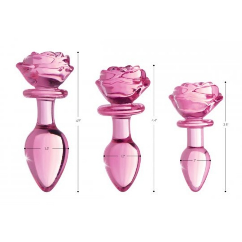 xr brands booty sparks pink rose glass anal plug easy clean