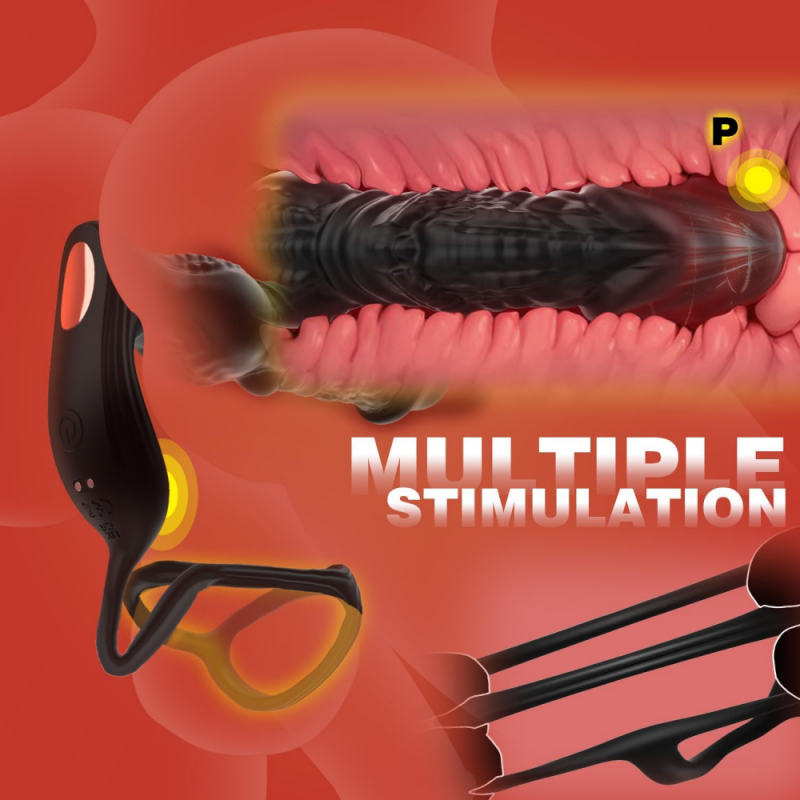 thrusting dildo with dual motors for prostate and cock ring