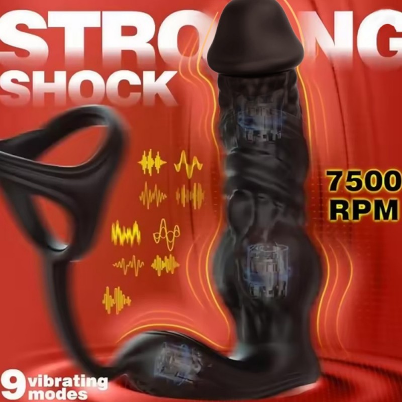 fast thrusting big size veiny prostate massager with cock ring best toy