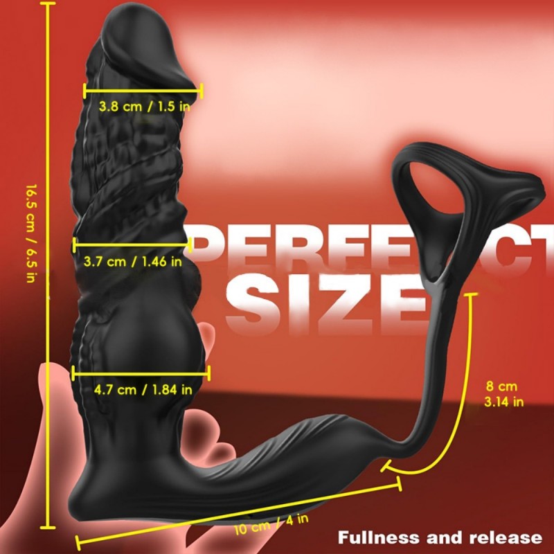 fast thrusting big size veiny prostate massager with cock ring easy clean