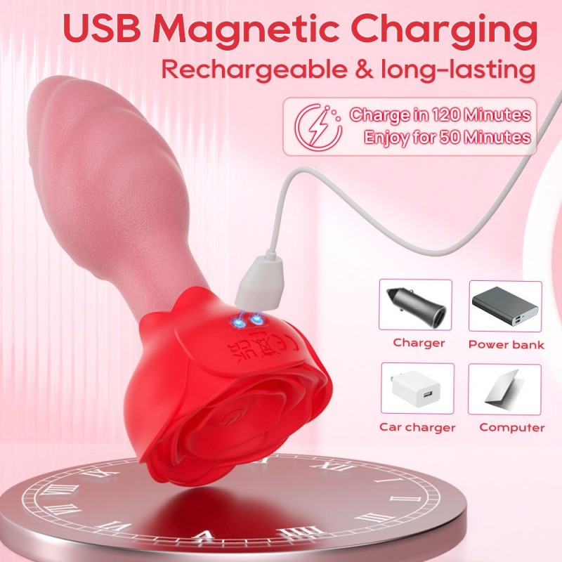 venusfun rose rotating vibrating butt plug waterproof