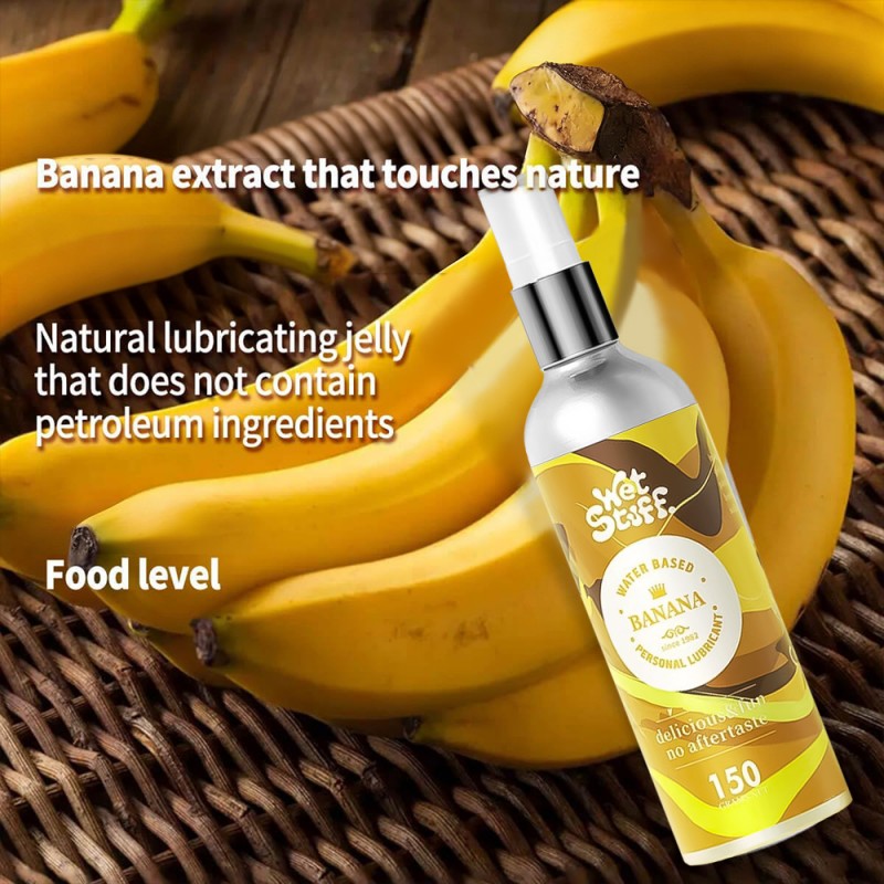 wet stuff banana flavored edible water-based lubricant safe material