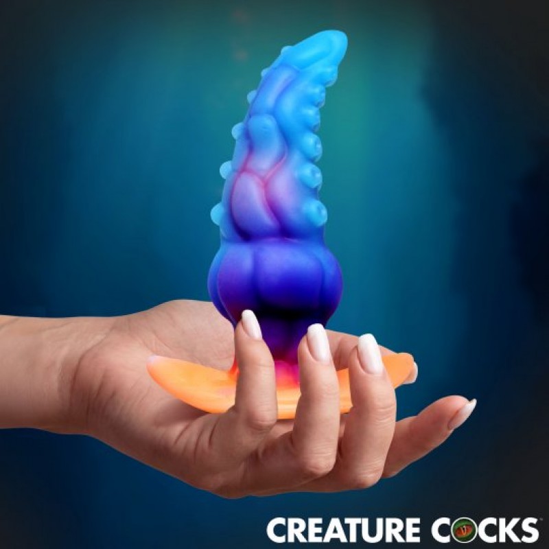 creature cocks glowtopus glow-in-the-dark silicone anal plug
