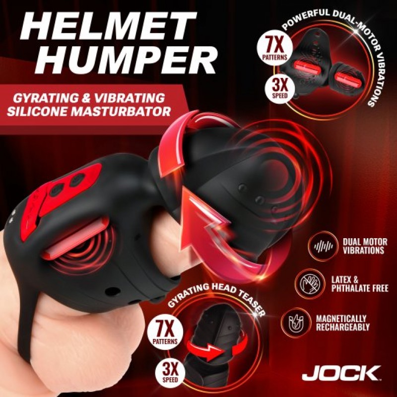 jock helmet humper silicone masturbator dual motor stroker