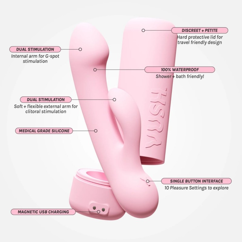 glow in the dark vush rabbit vibrator silicone dual stimulation