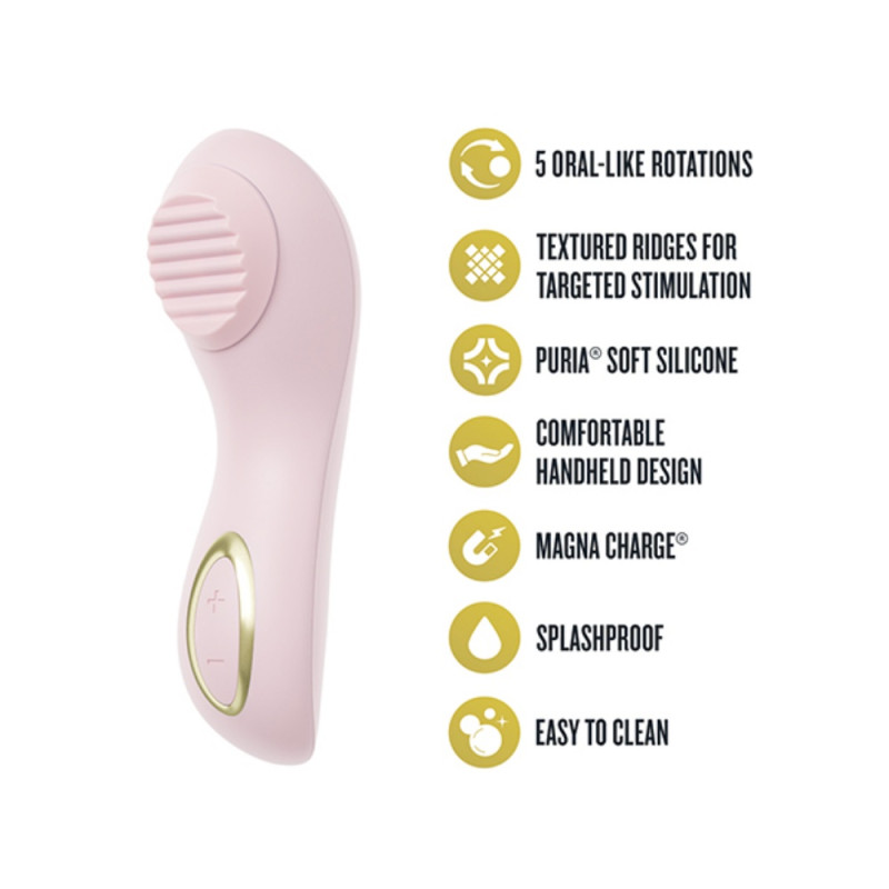 blush dahlia rotating stimulating personal massager pink
