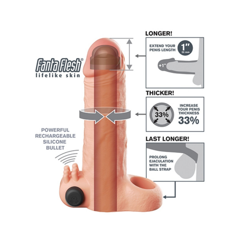 real feel 1 inch penis extension with bullet vibrator