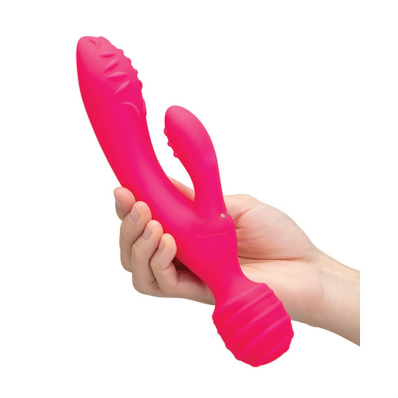 together tri delight dual ended rabbit wand vibrator pink