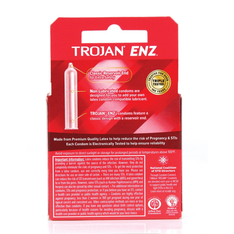 trojan enz latex condoms with reservoir tip