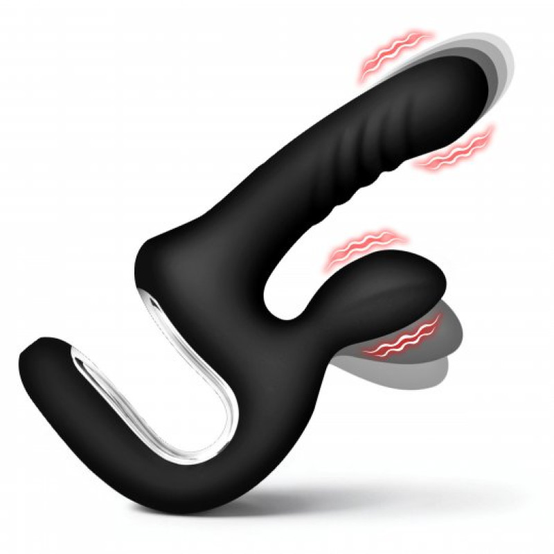 thrusting vibrator with clitoral stimulator