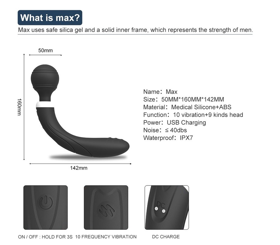 Max AV Wand Massager Vibrator Specification