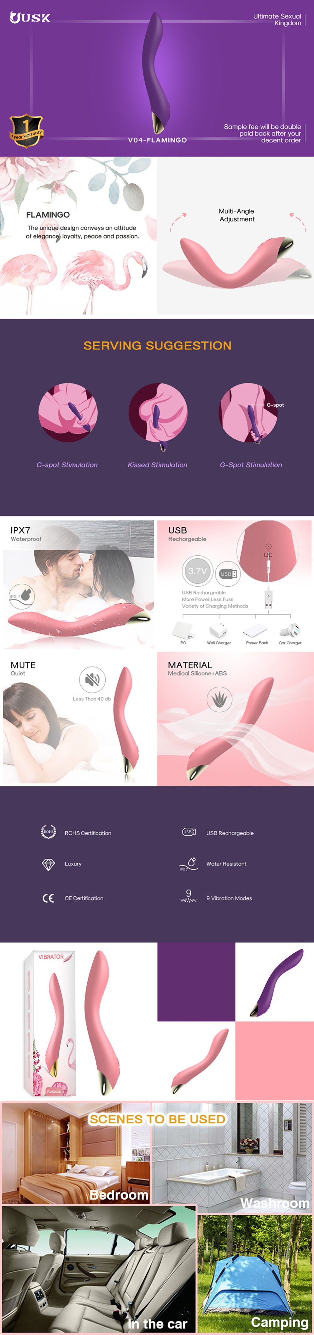 V04 Flamingo Wand Massager