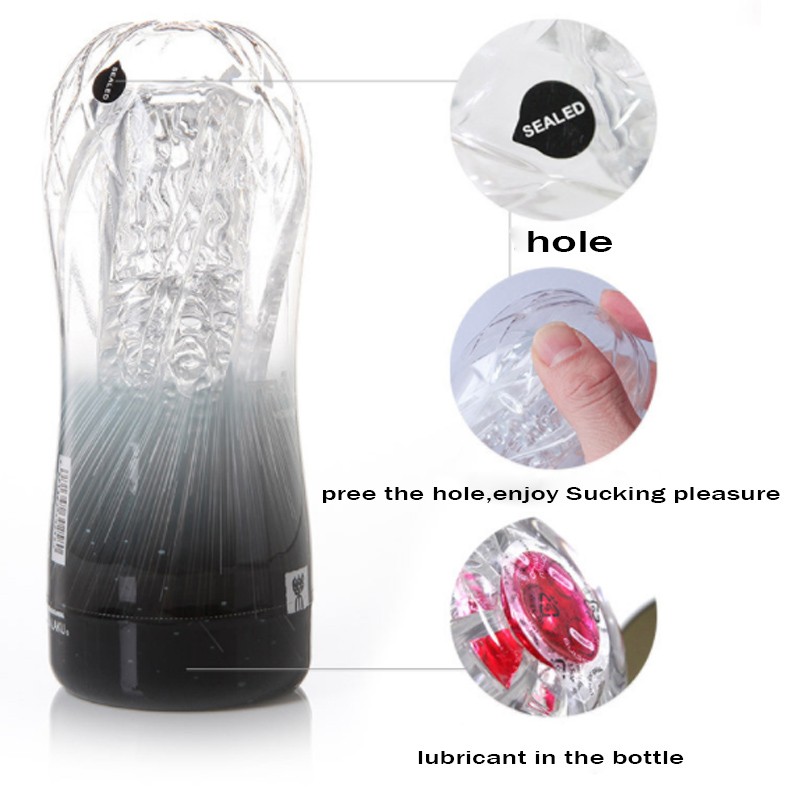 Transparent Male Masturbator Cup Use