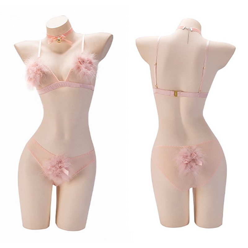 venusfun hollow three-point plush sexy lingerie photo