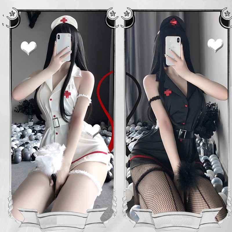 Venusfun Women Erotic Lingerie Cosplay Nurse Uniform Set colors