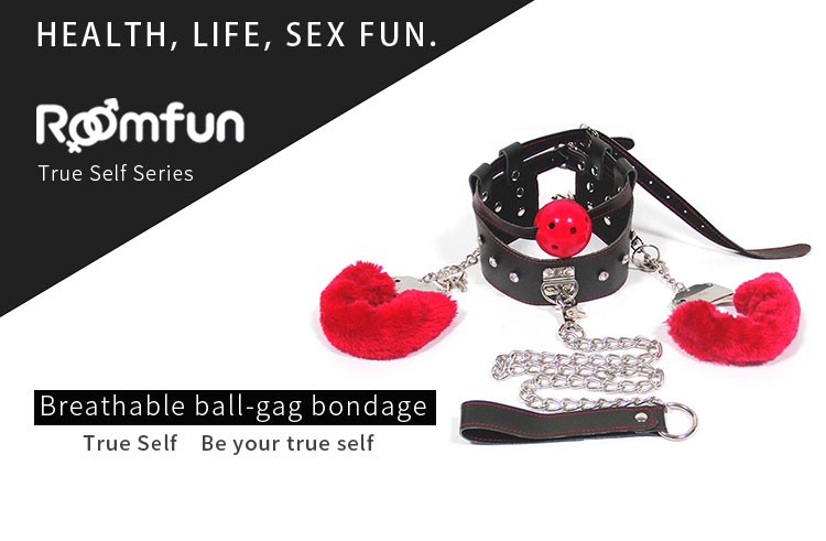 Roomfun Bondage Ball Gag With Plush Handcuffs PR-009