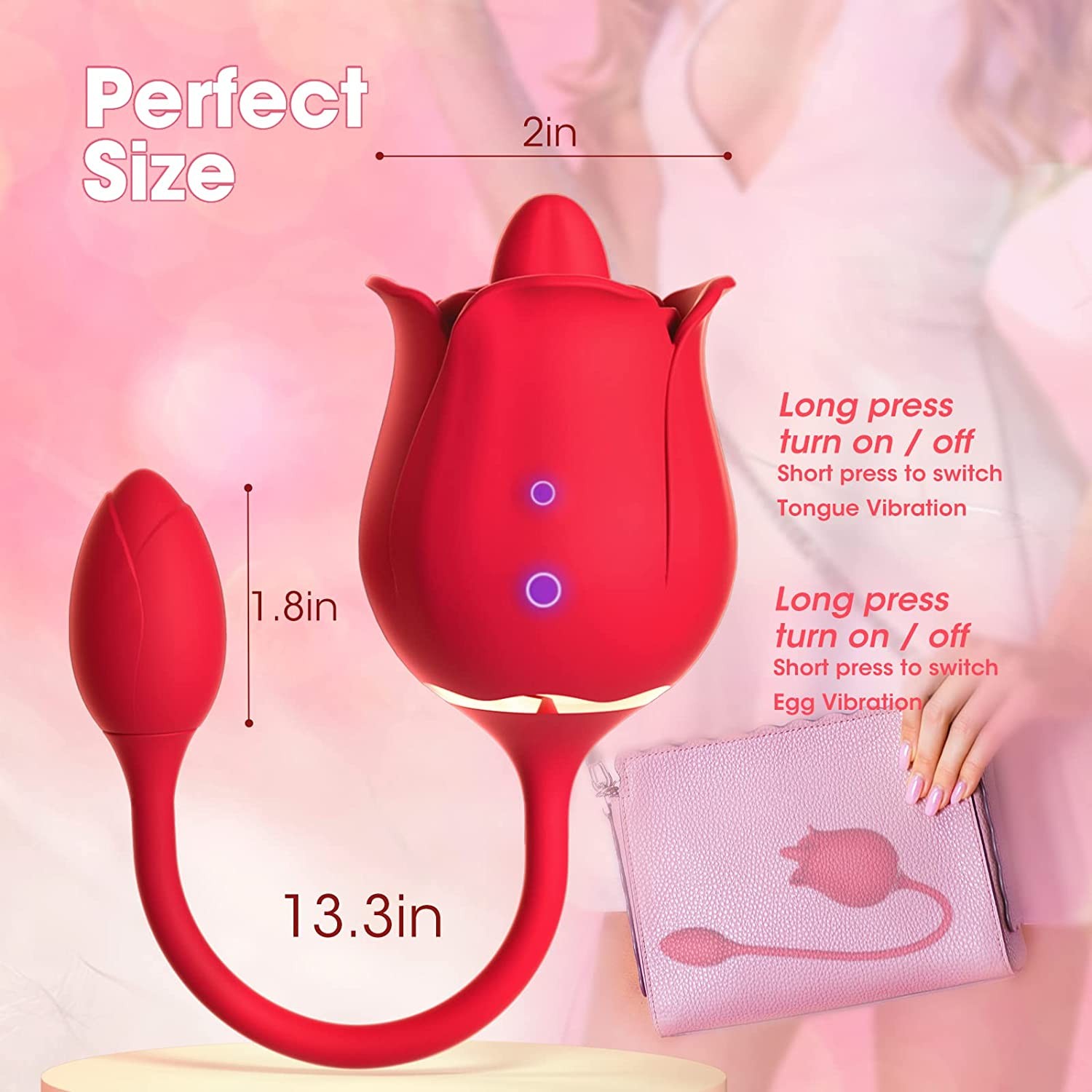 Shockfans Rose Toy Tongue Vibrator with Vibrating Egg