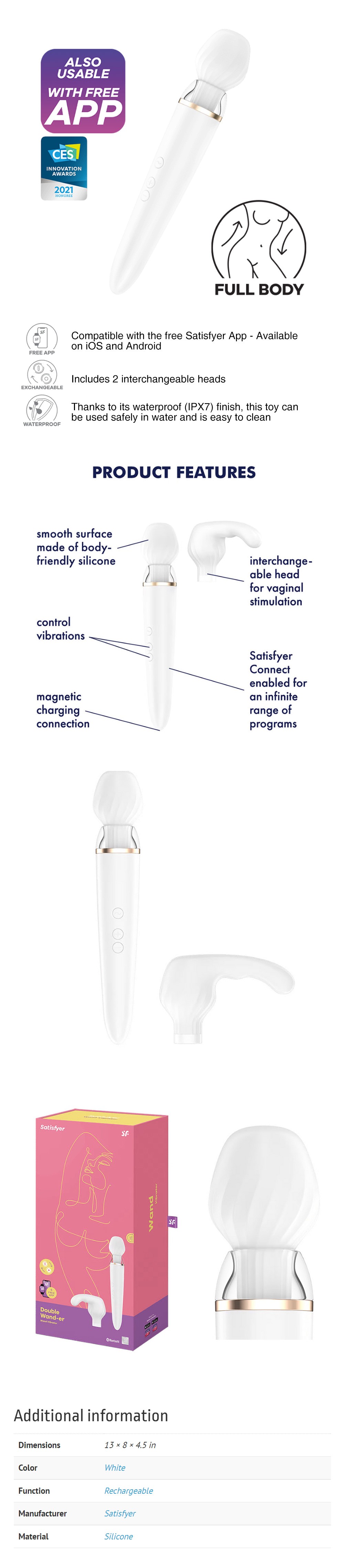 Satisfyer Double Wand-er Clitoris Stimulation Vibrator Connect App