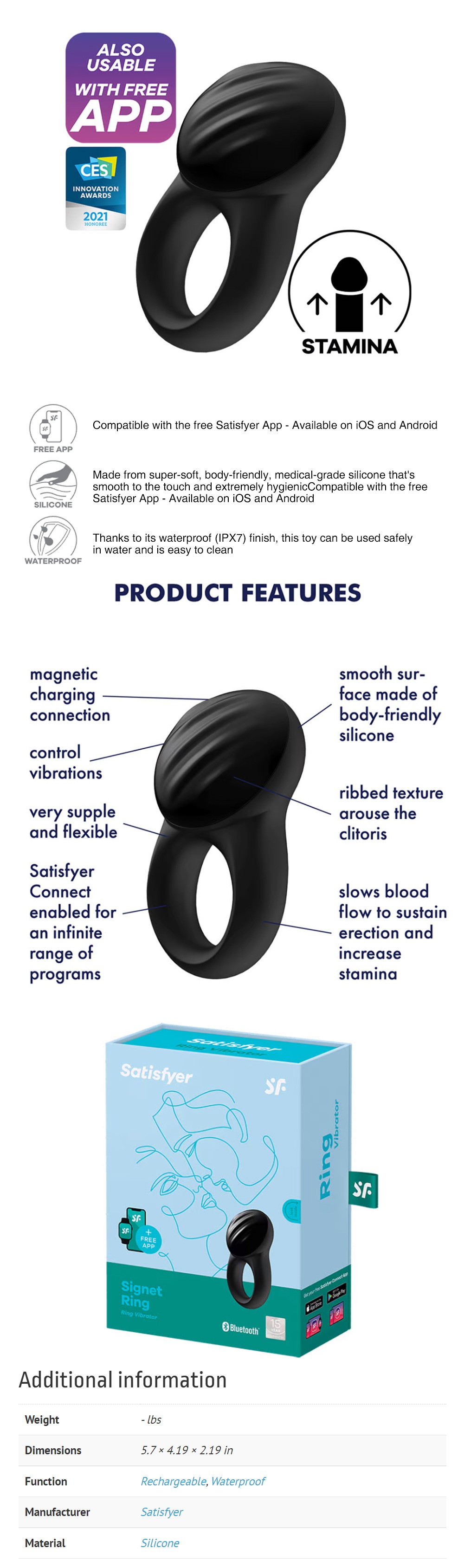 Satisfyer Signet Penis Ring Remote Cock Vibrator