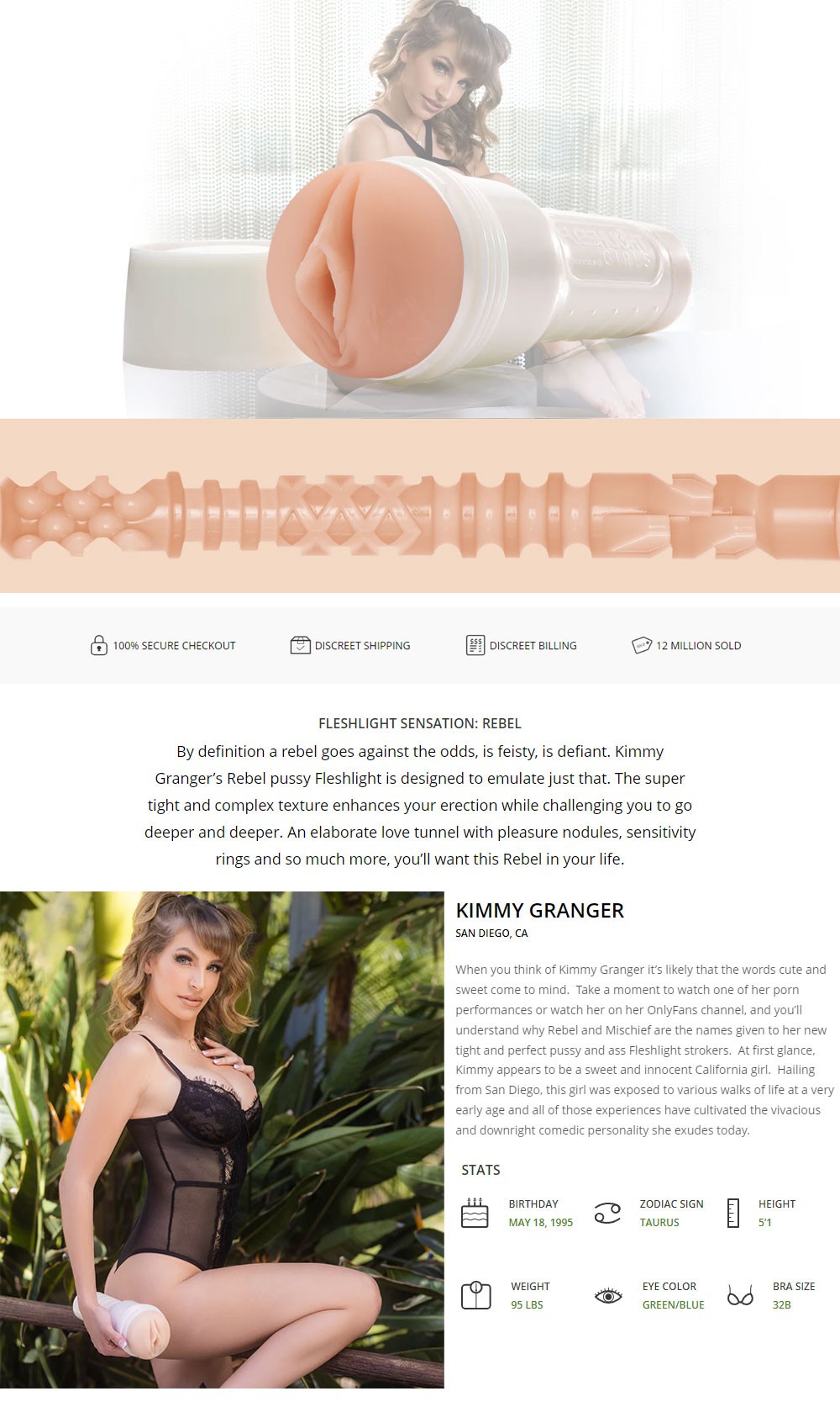 Fleshlight Girl Kimmy Granger Masturbator Vagina Sex Toy