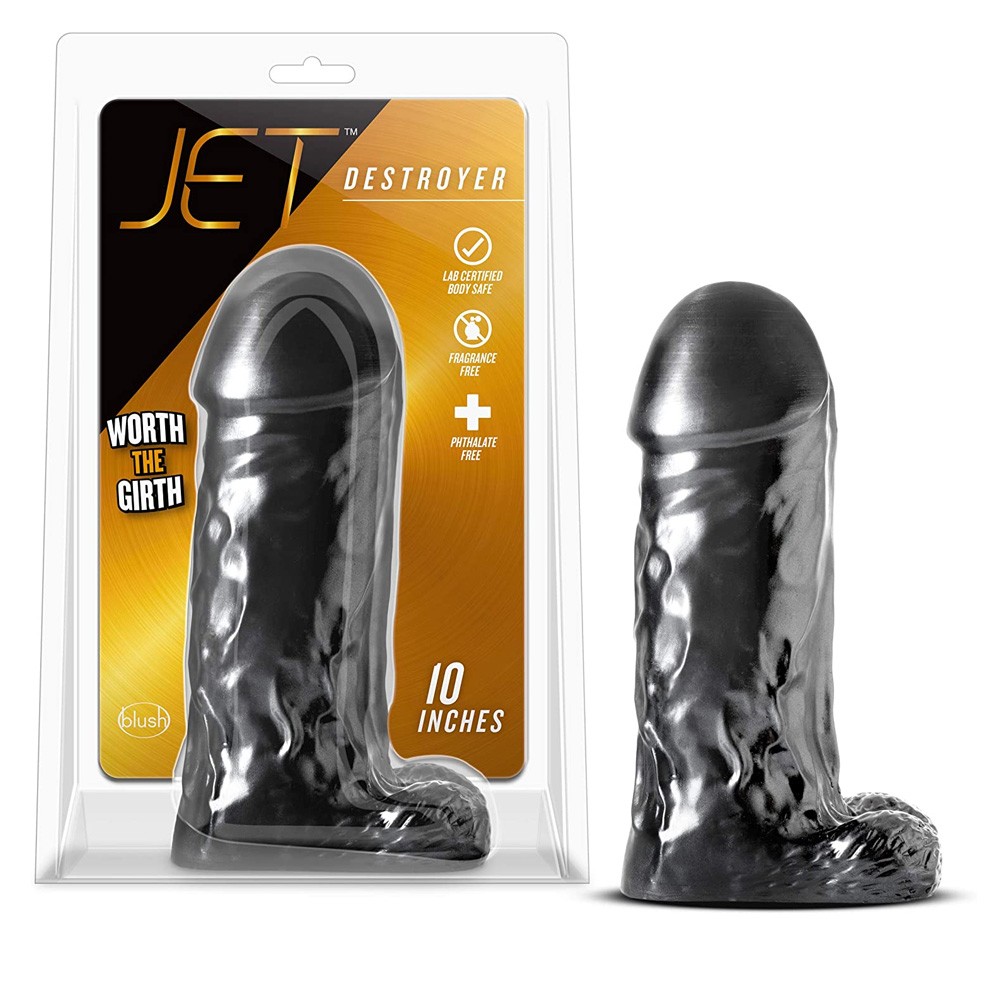 Blush Novelties Jet Destroyer Carbon Metallic Black Dildo