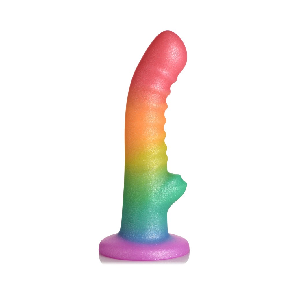 Adam & Eve Simply Sweet Ribbed Silicone Rainbow Dildo