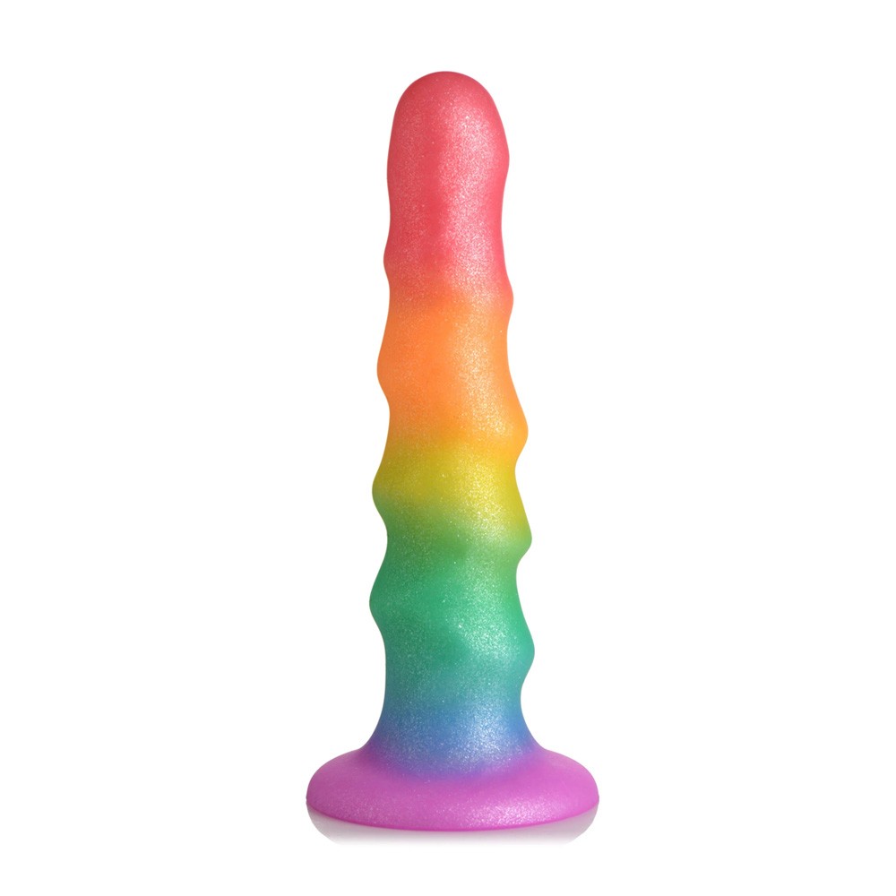 Curve Toys Simply Sweet Zigzag Strap On Rainbow Dildo