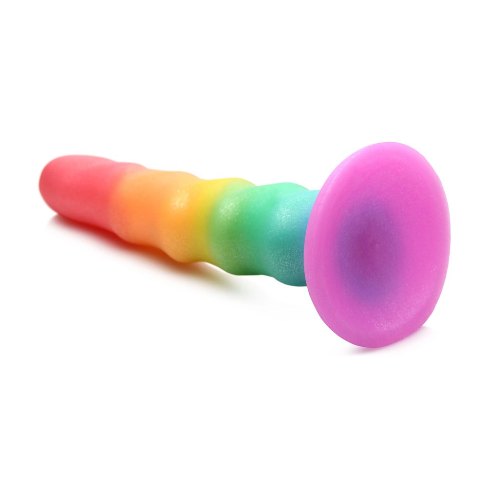 Curve Toys Simply Sweet Zigzag Strap On Rainbow Dildo 4
