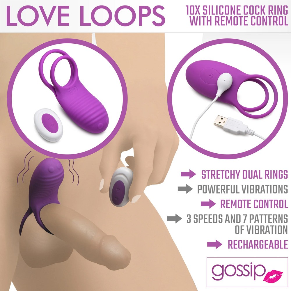  Love Loops 10X Silicone Cock Ring with Remote