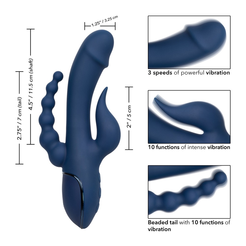 CalExotics III Triple Orgasm Rechargeable Silicone Stimulating Vibrator 2
