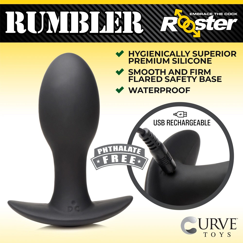 Curve Toys Rooster Rumbler Vibrating Silicone Butt Plug