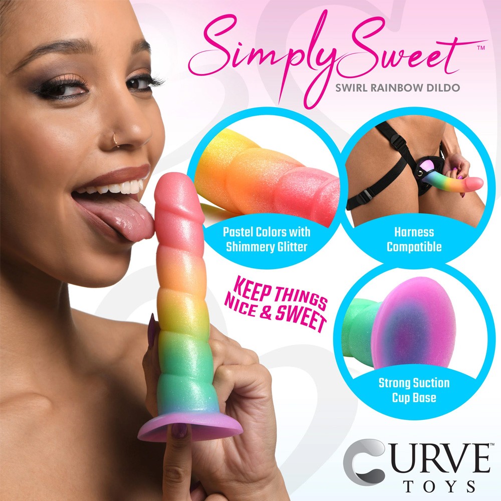 Curve Toys Simply Sweet Swirl Suction Cup Rainbow Dildo 2