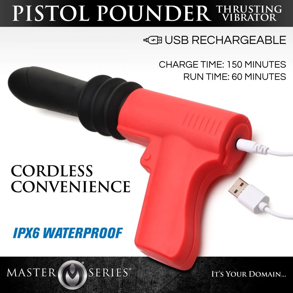 Master Series Thrusting Pistola Rechargeable Silicone Vibrator 3