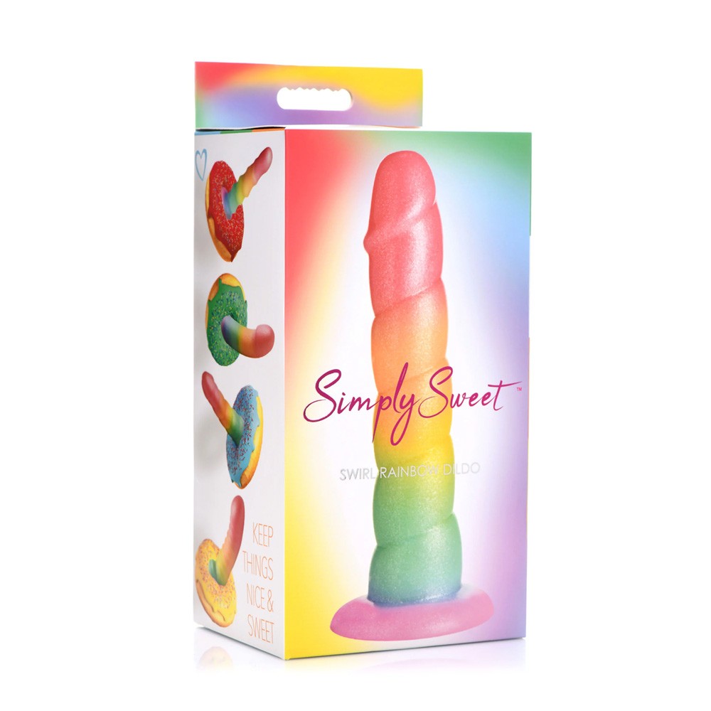 Curve Toys Simply Sweet Swirl Suction Cup Rainbow Dildo 3