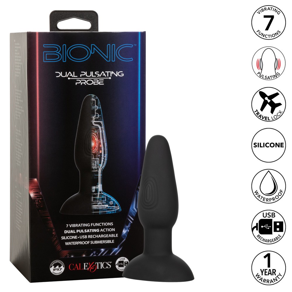 Calexotics Bionic Dual Pulsating Probe Butt Plugs ss