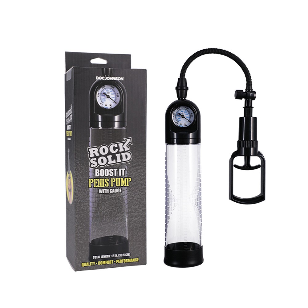 Doc Johnson ROCK SOLID Boost It Penis Pump with Gauge