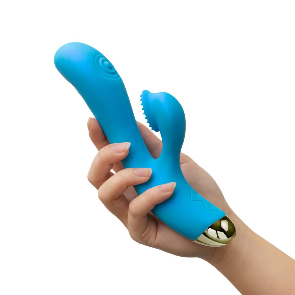 8 Inch Textured Dual Pulsing Clitoral Vibrator in Blue