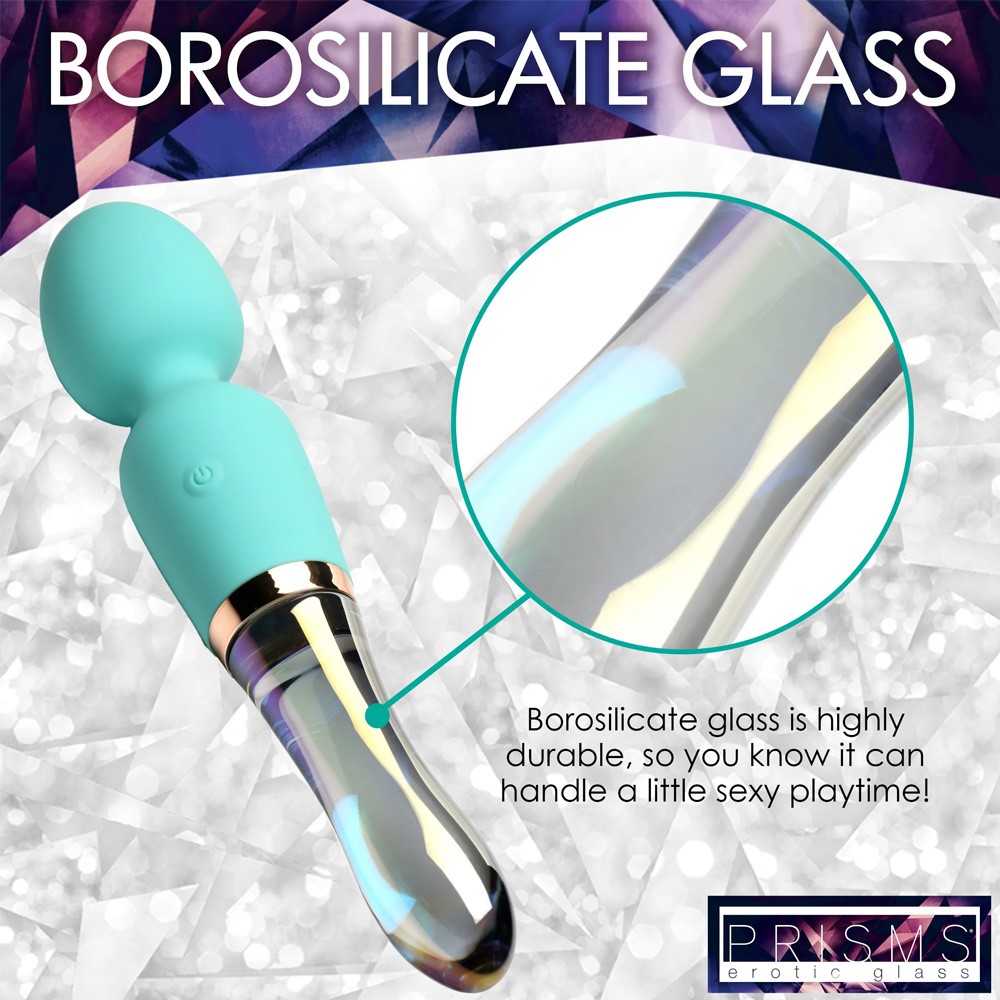 Vibra-Glass 10X Turquoise Dual Ended Silicone/Glass Wand Vibrator