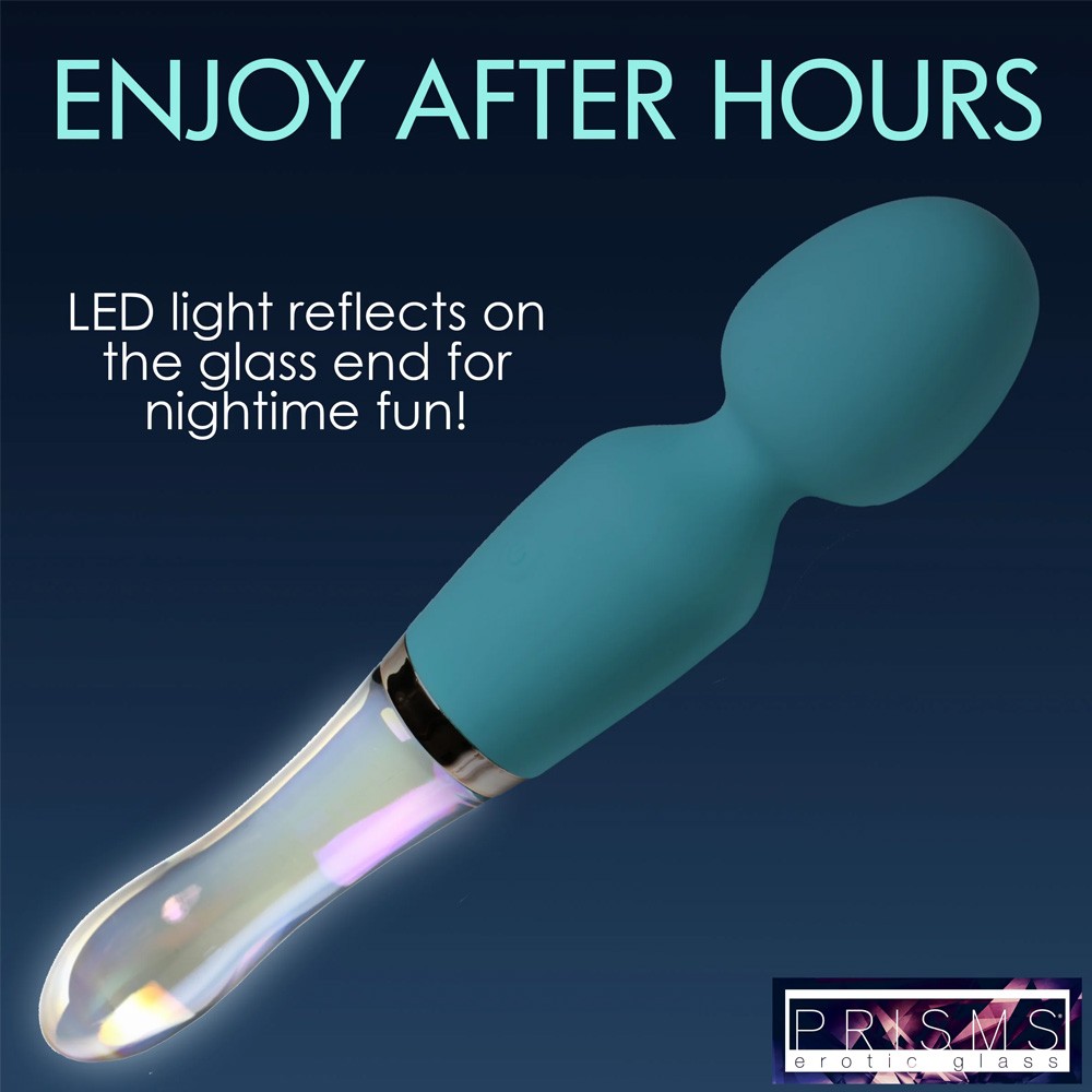Vibra-Glass 10X Turquoise Dual Ended Silicone/Glass Wand Vibrator