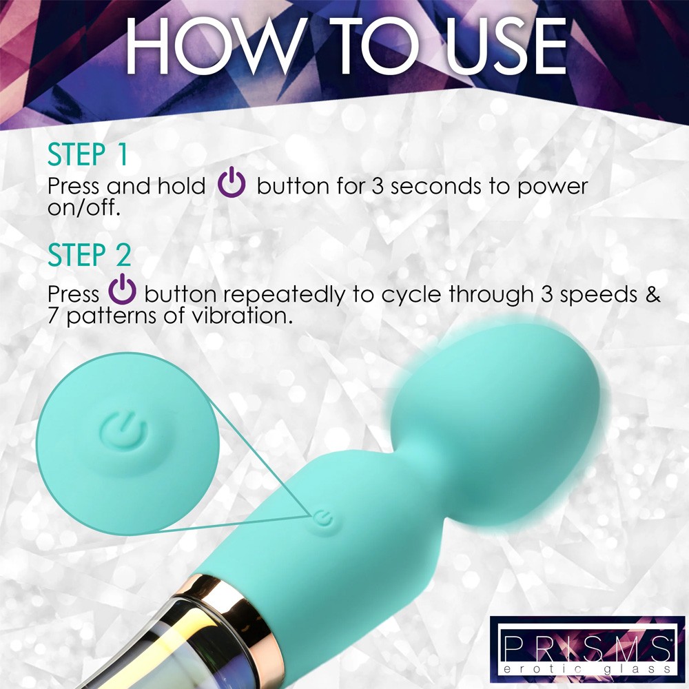 Vibra-Glass 10X Turquoise Dual Ended Silicone/Glass Wand Vibrator