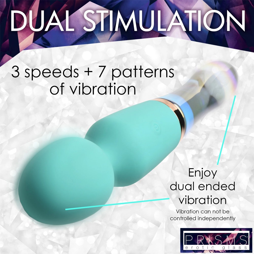 Vibra-Glass 10X Turquoise Dual Ended Silicone/Glass Wand Vibrator