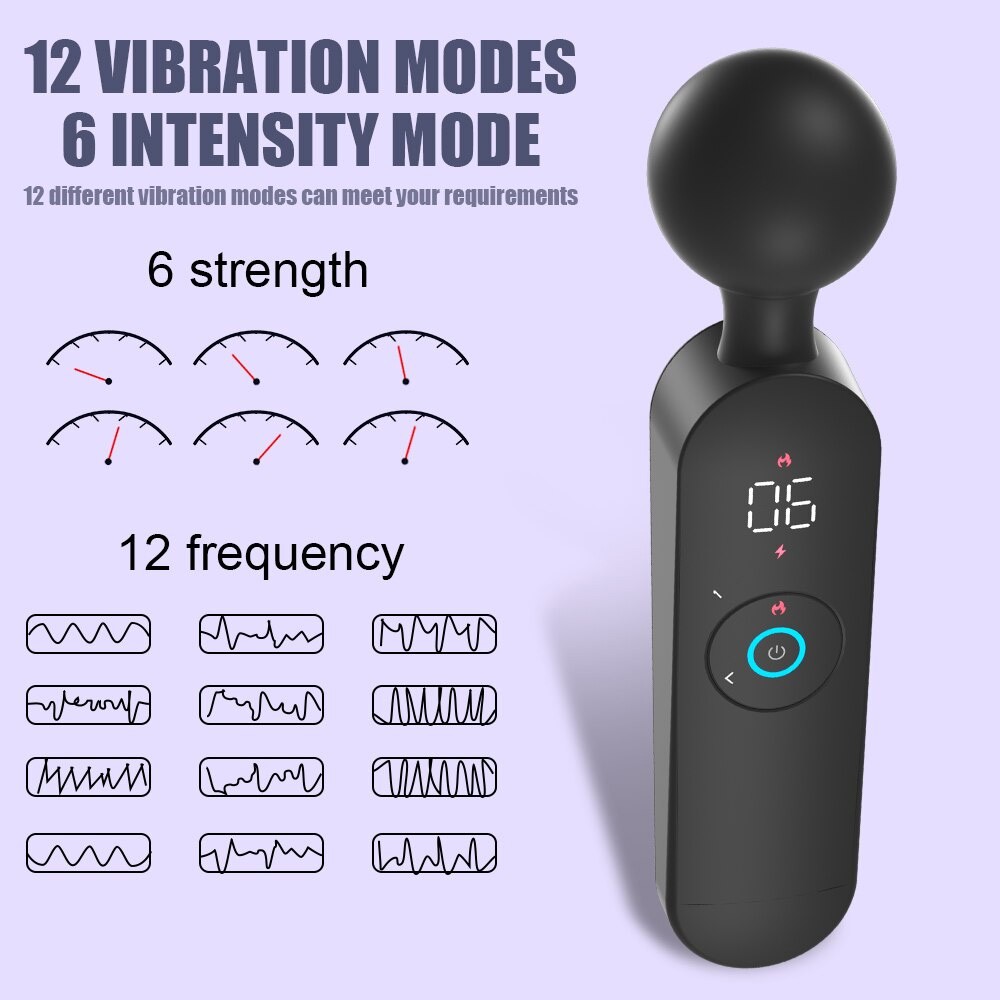 AV Vibrator Smart Heating Magic Wand 72 Modes Digital Display