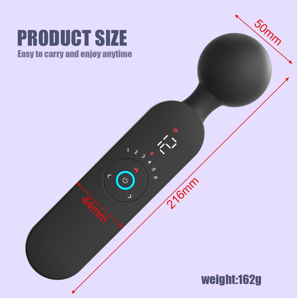 AV Vibrator Smart Heating Magic Wand 72 Modes Digital Display