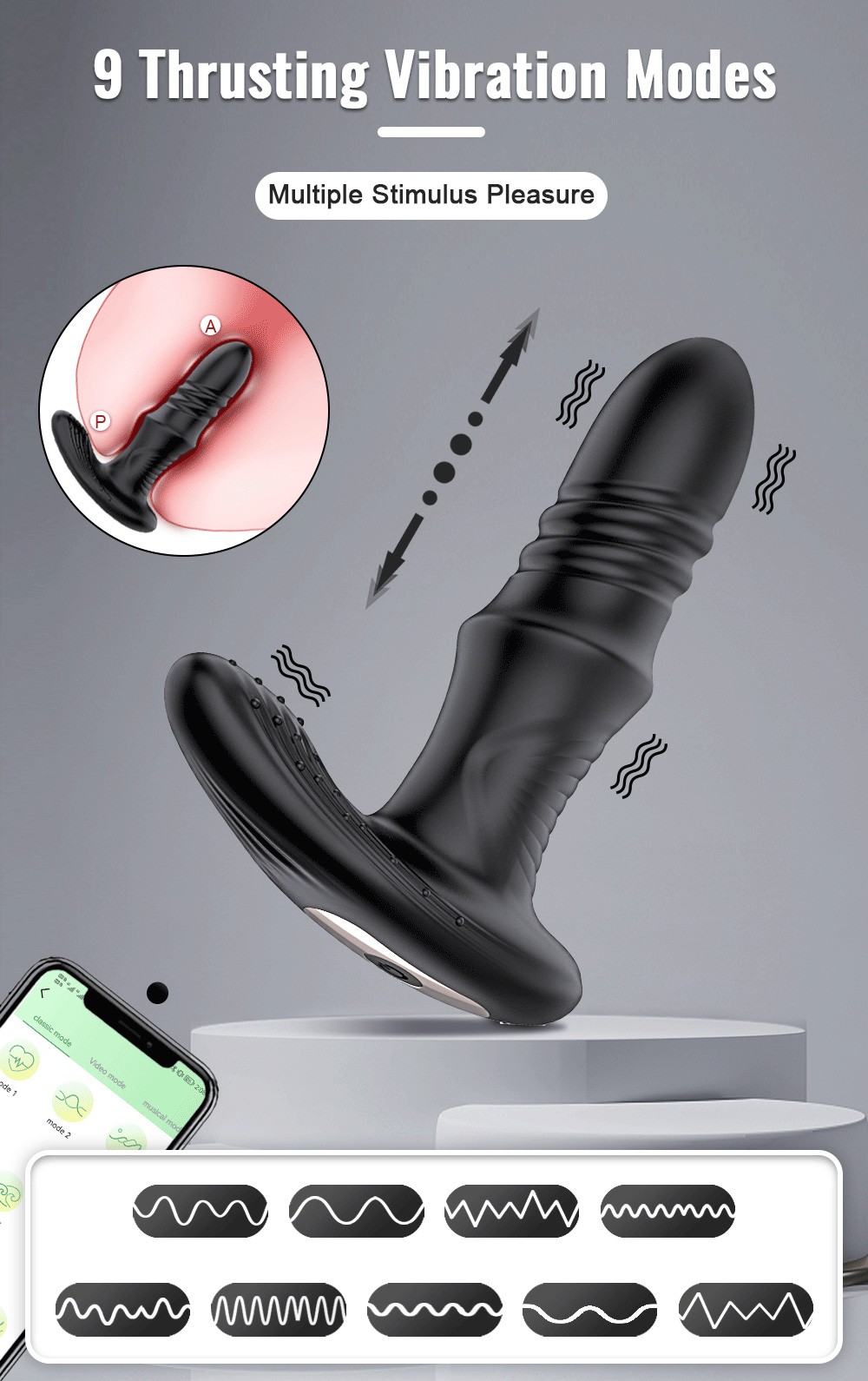 Remote Controlled Thrusting Vibrating Prostate Massager