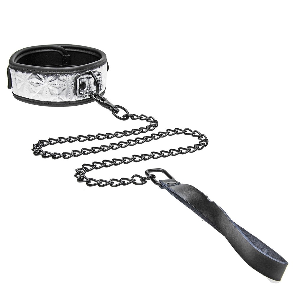 Master Series Platinum Bound Chained Collar with Leash