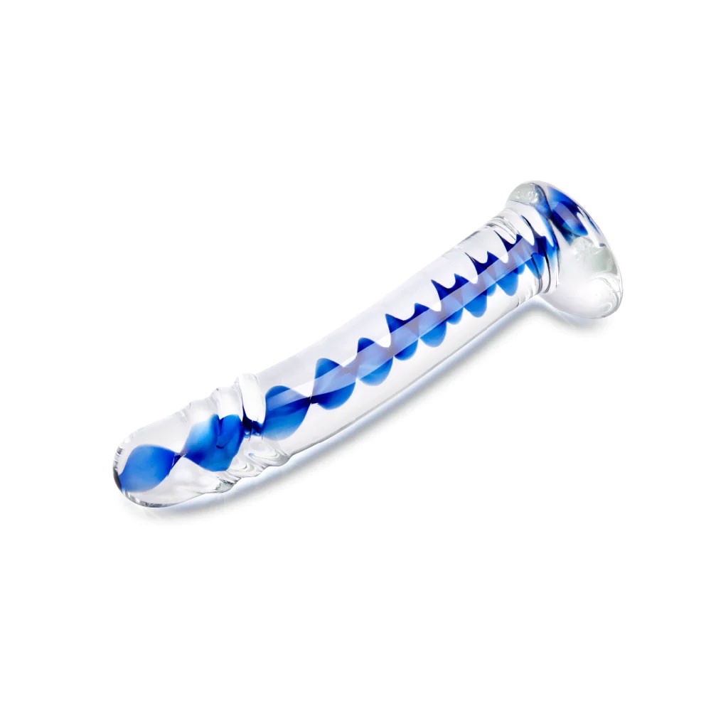 Glas 6 Inch Blue Wave Curved Realistic Glass Anal Dildo